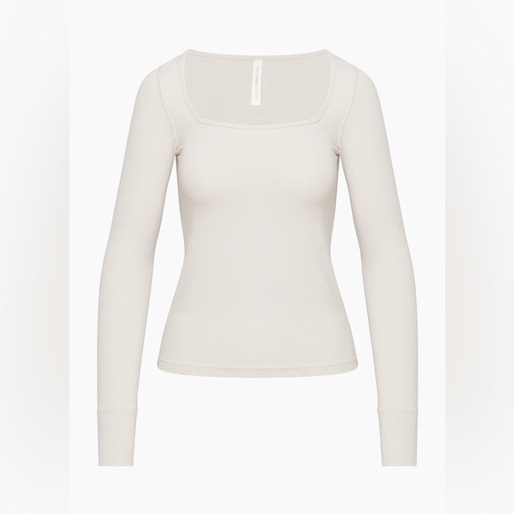 Aritzia group by babaton beige grey charter long sleeve sz large l preowned